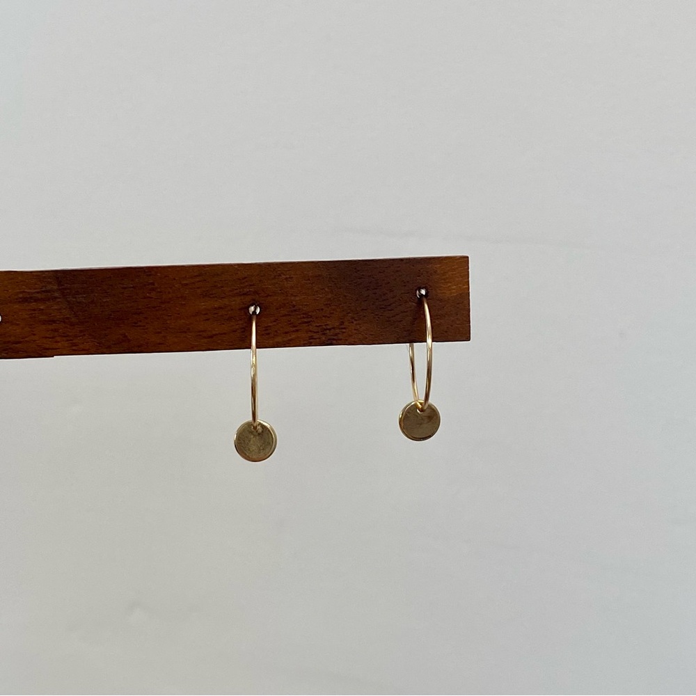4/$15 Gold Dainty Hoops Disk Drop Earrings